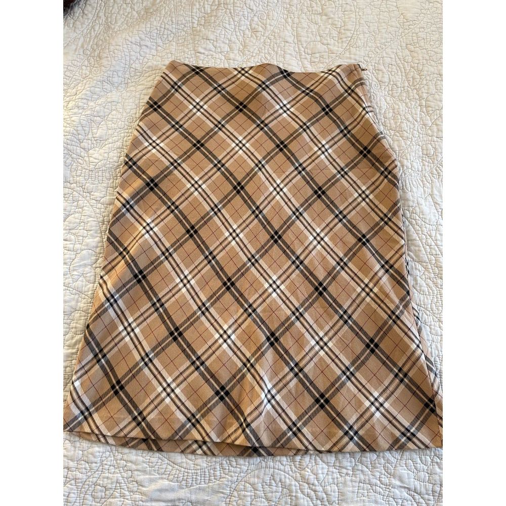 Women's Y2K Tan and Brown Plaid Skirt